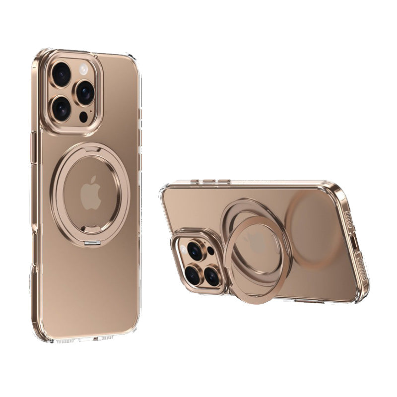 Cover con Supporto Rotante a 360°, Trasparente Effetto Fumé – Bordi Colorati, Compatibile MagSafe - CS05