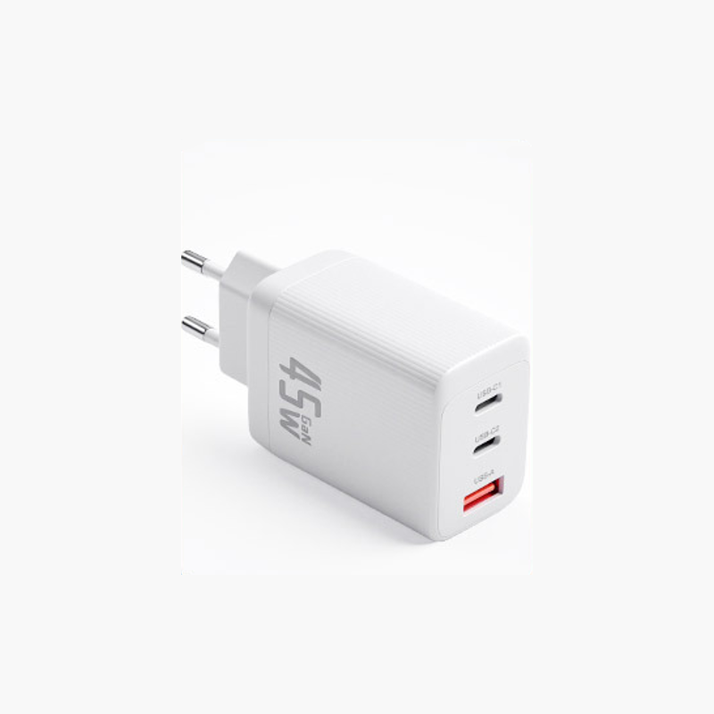 Caricatore Rapido 45W GaN PD 3.0 | 2 USB-C + 1 USB-A per Smartphone, Tablet e Notebook - ZCD-45W