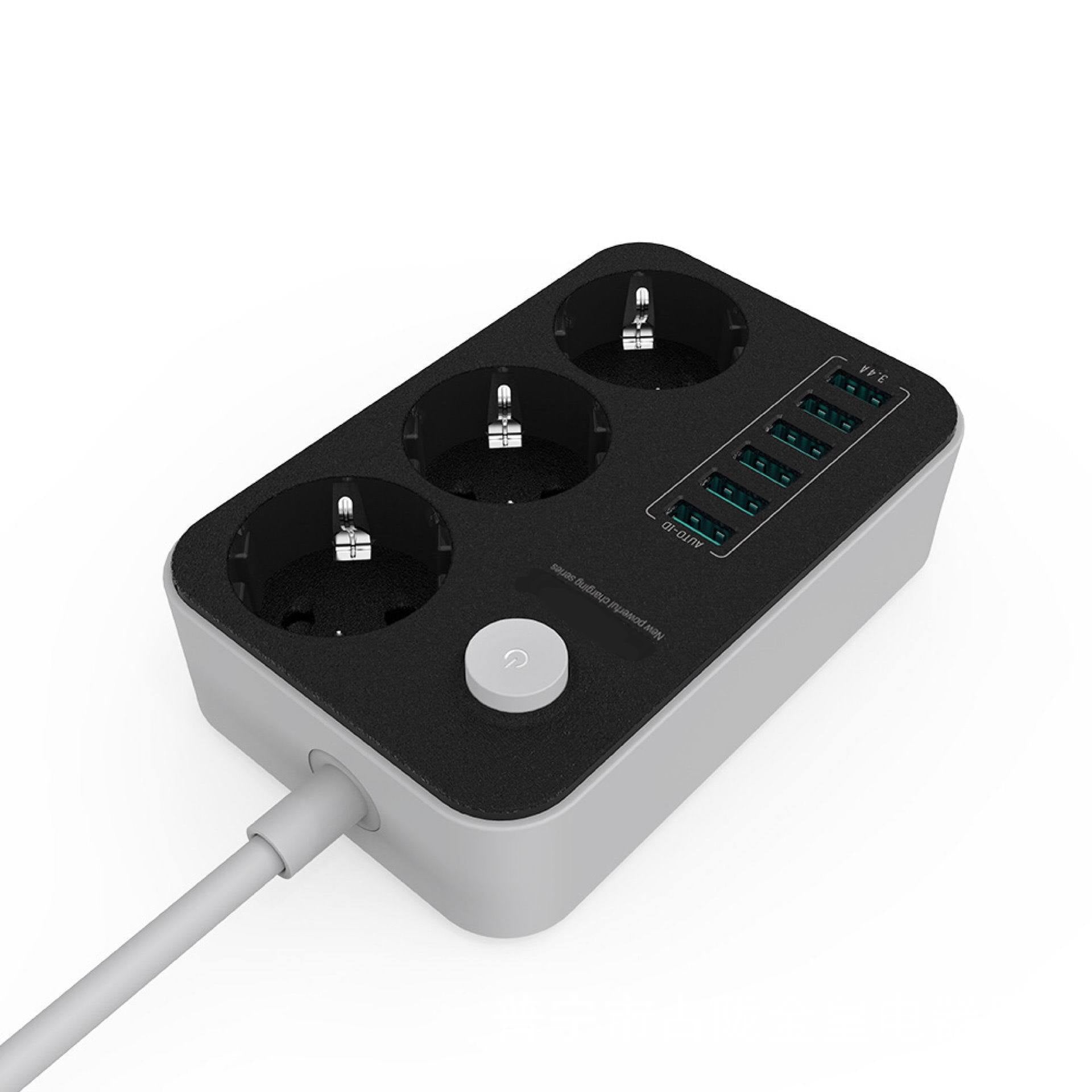 Multipresa 3 Prese + 6 USB con Interruttore – Cavo 3 m, Spina UE, Ricarica 3.4A - SE3631-3M