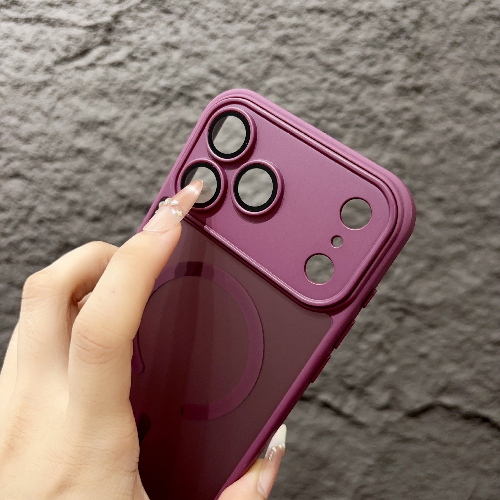 Cover per iPhone con Protezione Fotocamera, Trasparente Effetto Fumé, Compatibile con MagSafe – 6048
