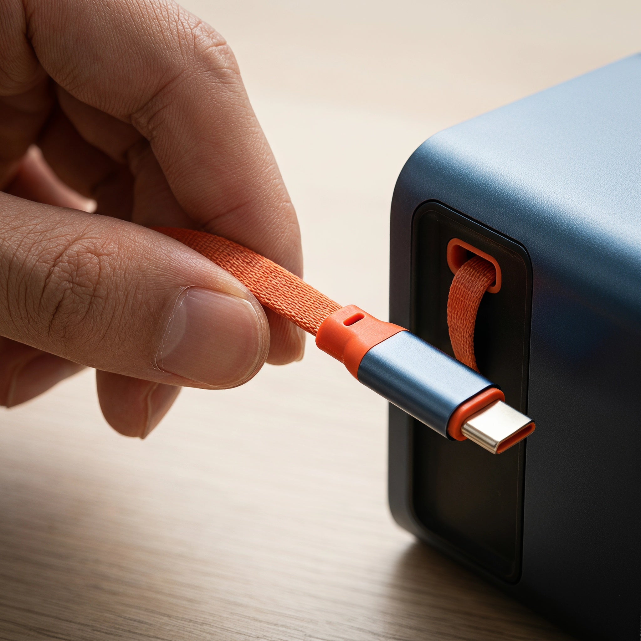 Caricatore GaN 100W PD 3.0 con 2 Cavi USB-C Retrattili Integrati | 2 Porte USB | Ricarica Rapida per Notebook, Smartphone e Tablet - Q16-100W