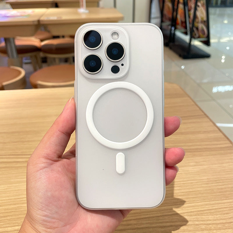 Cover Ultra Sottile da 12g per iPhone – Effetto Fumé, Finitura Opaca Antiscivolo, Compatibile con MagSafe, Anti-Impronta Mod. CS04