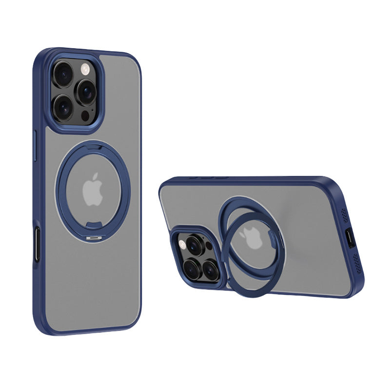 Cover con Supporto Rotante a 360°, Trasparente Effetto Fumé – Bordi Colorati, Compatibile MagSafe - CS05