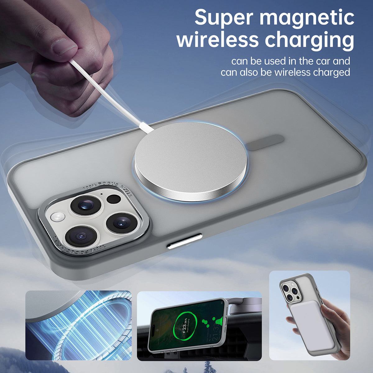 Cover per iPhone - Trasparente effetto fumé - Soft touch + Anti impronte - compatibile per magsafe - 6030