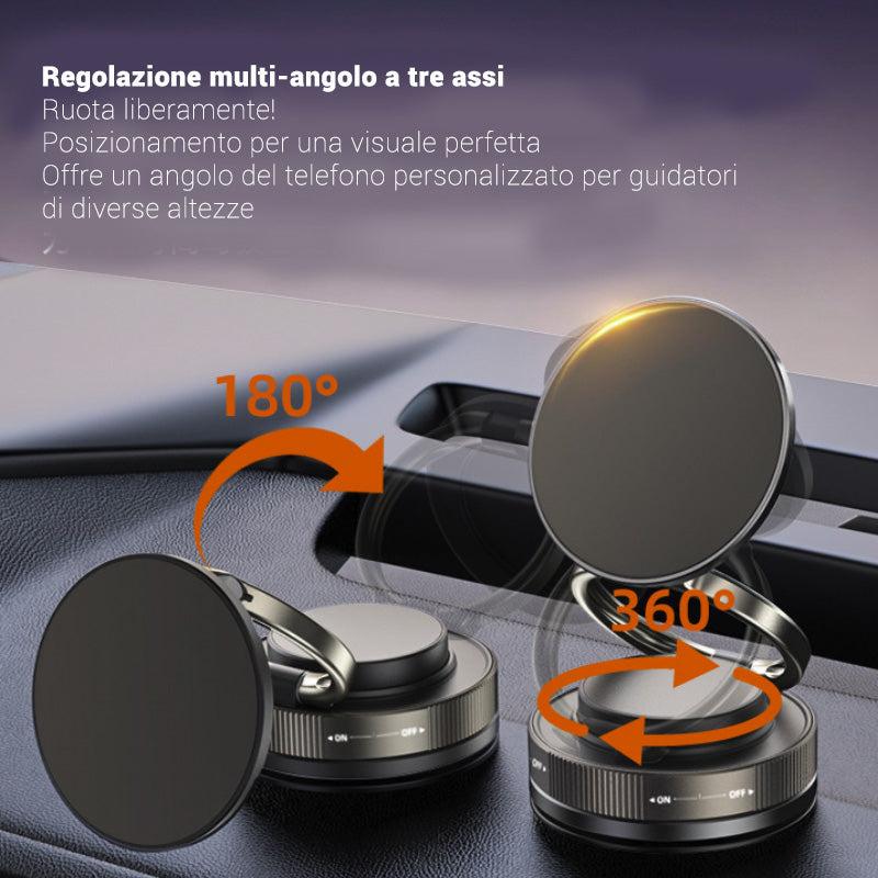 Supporto Magnetico Smartphone con Ventosa a Vuoto | 360° Rotazione | Super Stabile | Pieghevole e Salvaspazio | Perfetto per Auto, Tavolo, Muro, Vetro - SP03/SP04