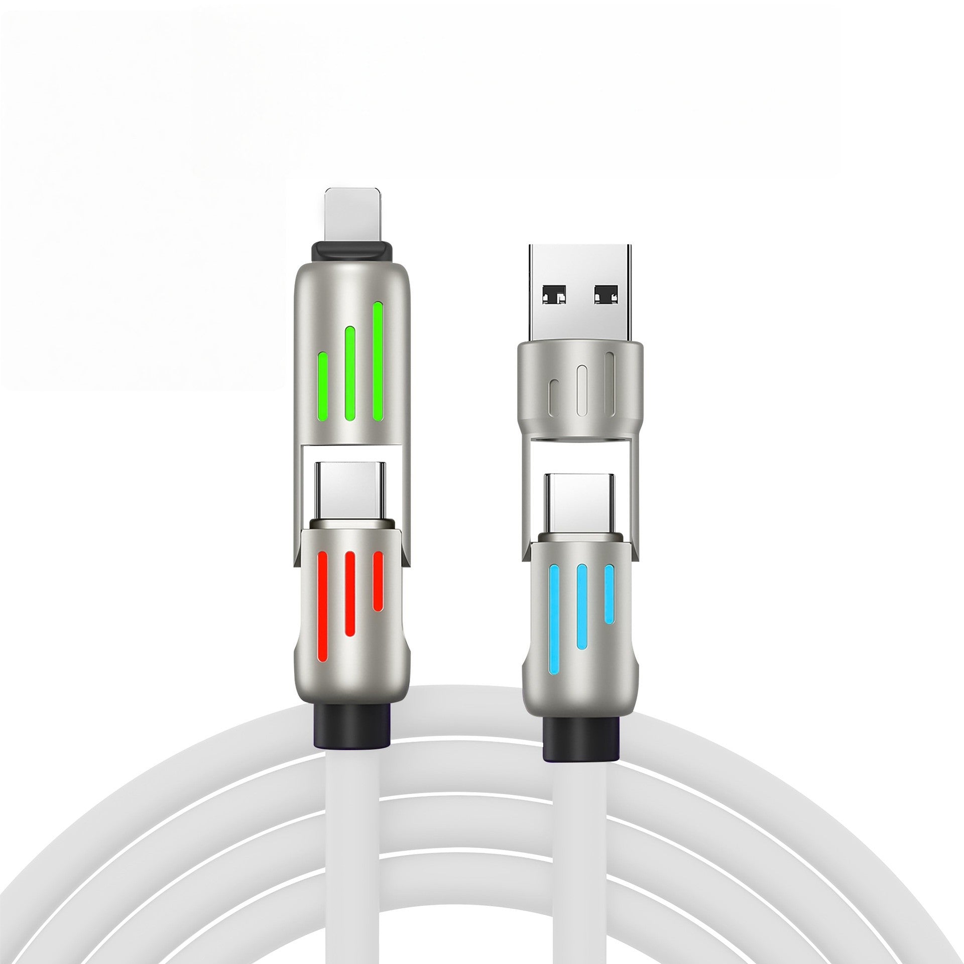 Cavo Bestseller 240W RGB con Luce a Colonna|4 in 1 Due-in-Due|Compatibile Android/ Apple / Type-C Mod. CV11