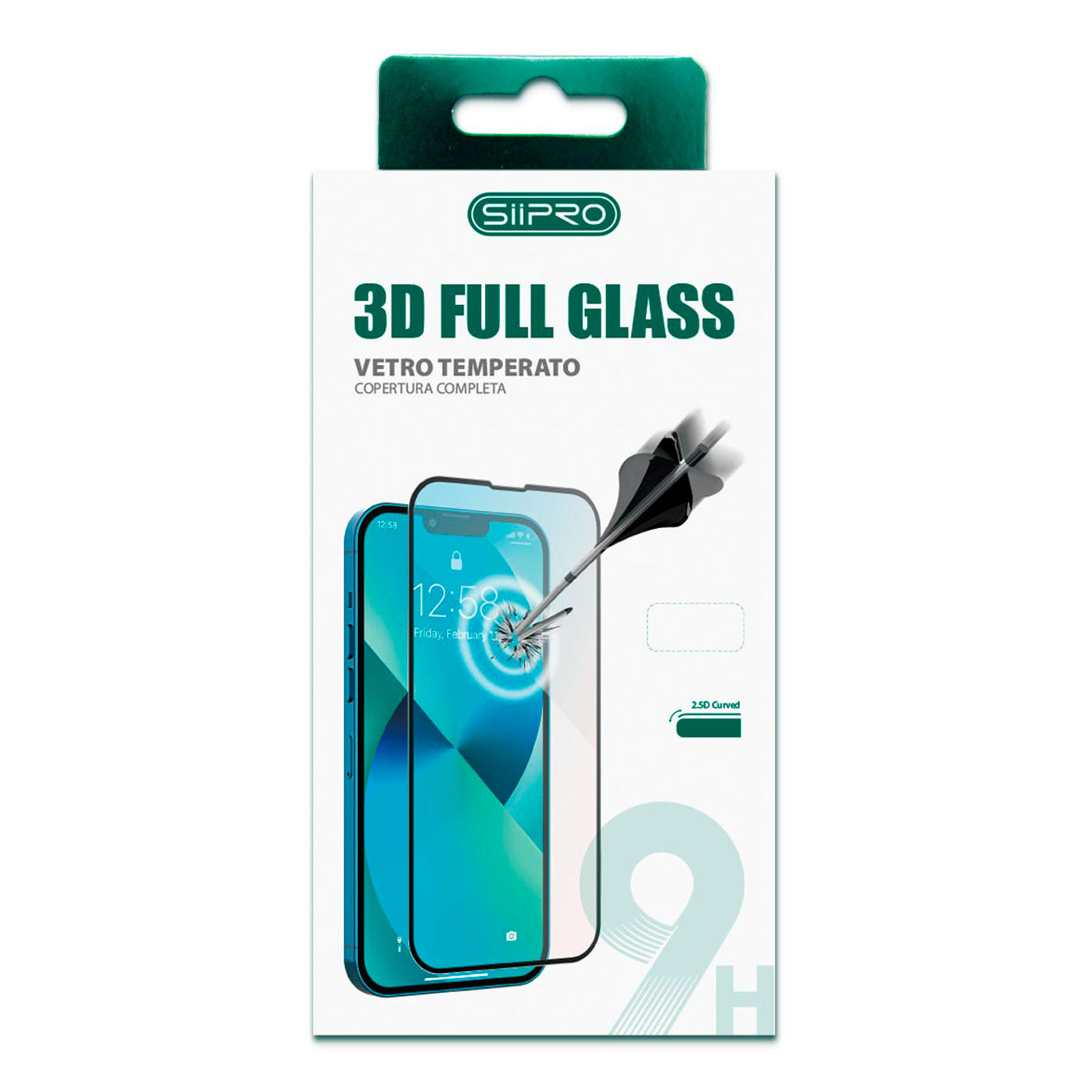 Pellicola in vetro temperato 3D per iPhone-Trasparente lucida - 1088