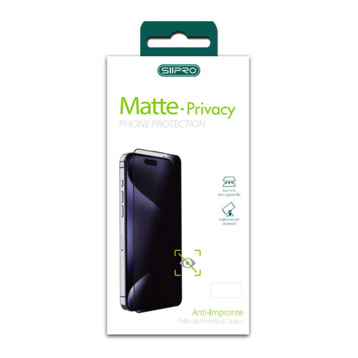 Pellicola in vetro temperato 3D per iPhone-Privacy opaca