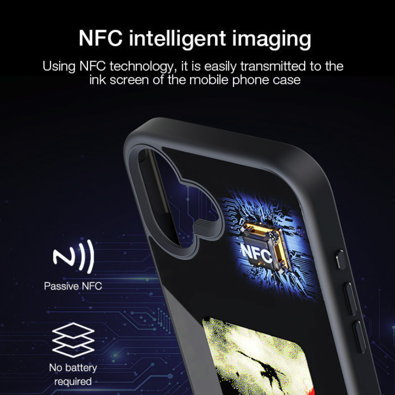 Cover DIY Smart NCF in effetto pelle con proiezione sullo schermo posteriore a inchiostro HD per le foto - visualizza istantaneamente - con supporto per fotocamera - CS06