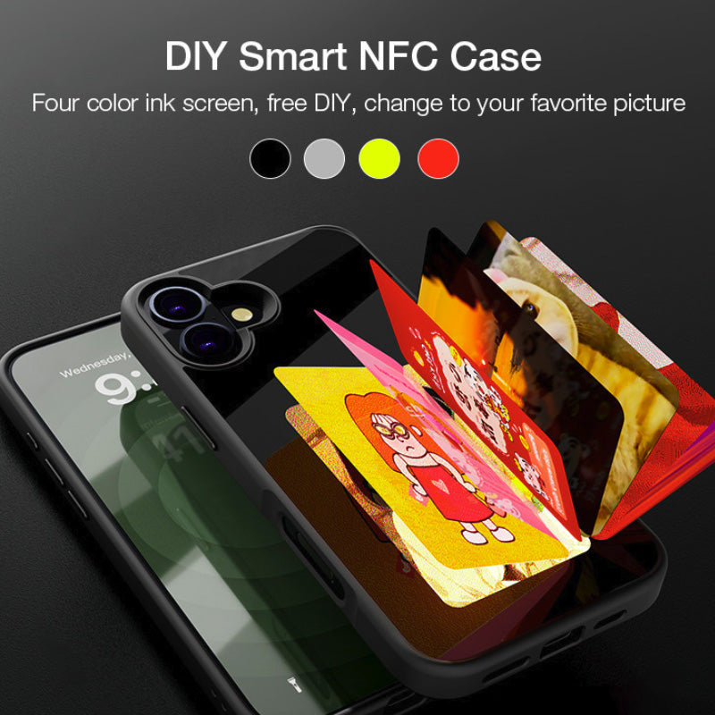 Cover DIY Smart NCF in effetto pelle con proiezione sullo schermo posteriore a inchiostro HD per le foto - visualizza istantaneamente - con supporto per fotocamera - CS06