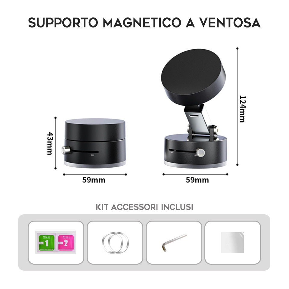 Supporto magnetico per smartphone con ventosa a vuoto, pieghevole e salvaspazio — perfetto per auto, casa e scrivania - A2/A2 Pro/A3