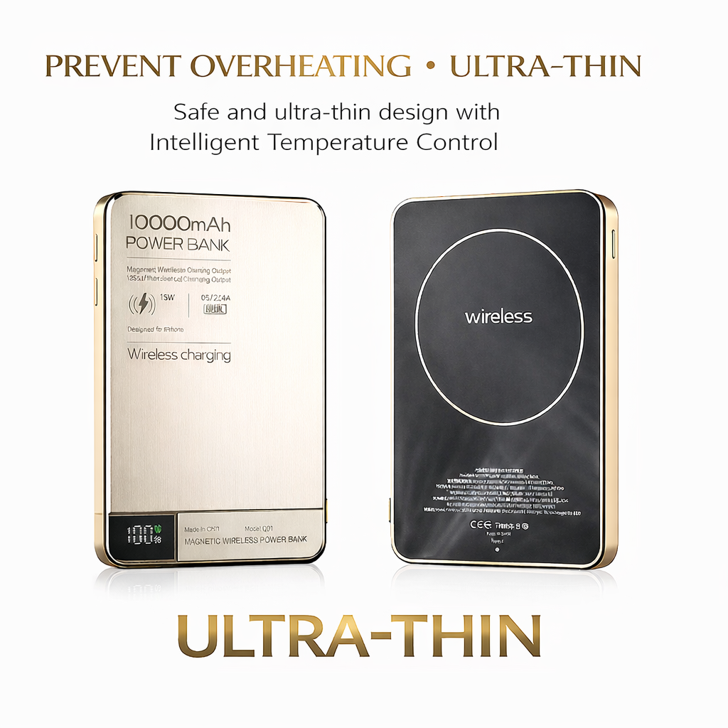 Power Bank Magnetico|Anti-surriscaldamento・Display LED|Design sottile e leggero|5000/10000mAh| Compatibile iPhone e Android – Q1/Q2