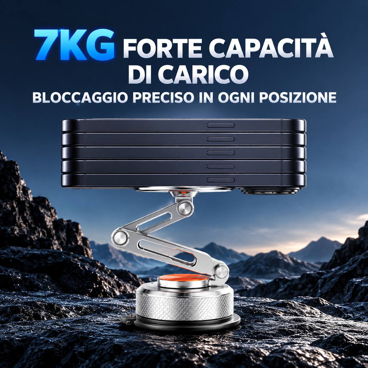 Supporto Magnetico a Ventosa in Metallo, Pieghevole e Regolabile, Rotazione a 360°, Multisuperficie per Auto, Casa e Ufficio, Ideale per Cruscotti e Superfici Lisce – X2-102