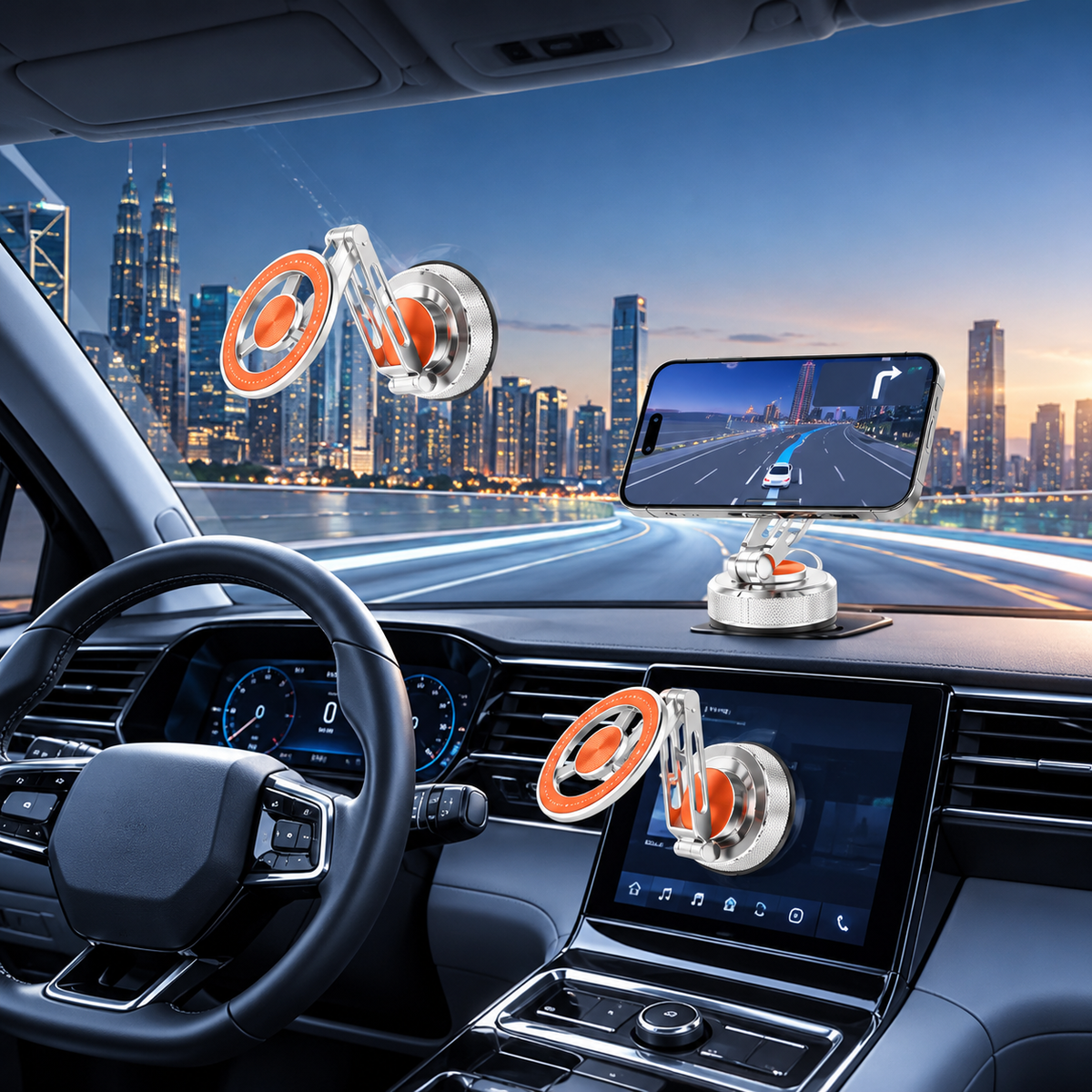 Supporto Magnetico a Ventosa in Metallo, Pieghevole e Regolabile, Rotazione a 360°, Multisuperficie per Auto, Casa e Ufficio, Ideale per Cruscotti e Superfici Lisce – X2-102