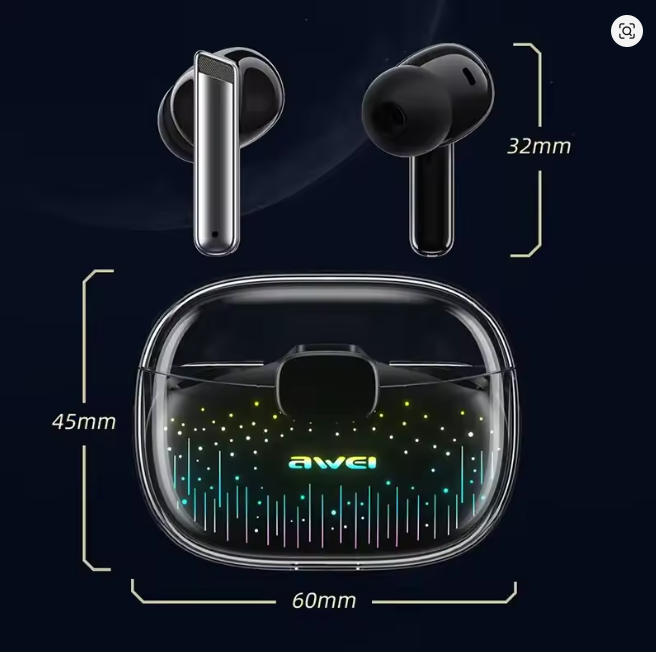 Awei T52 Pro – Auricolari Wireless Bluetooth 5.3 🎶 | Gaming Mode 🎮 | HiFi Bass 🔊 | Impermeabili Sport IPX6 💦 | Custodia LED 300mAh ⚡