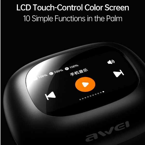 Awei TP97 – Auricolari Wireless con Schermo LCD Touch 🎶 | Bluetooth 5.4 🚀 | Subwoofer Bass 🔊 | Effetti Sonori 3D 🎧 | Batteria Lunga Durata 🔋
