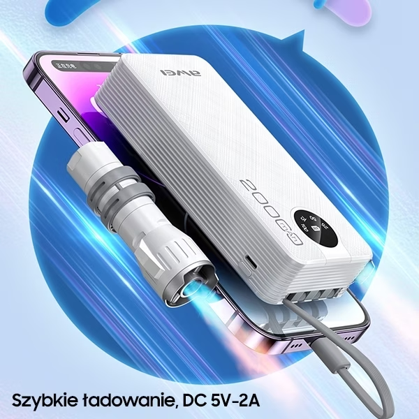 Awei P134K Power Bank 20000mAh | 4 Cavi Integrati | Ricarica Rapida | Display LED | Ultra Slim & Portatile