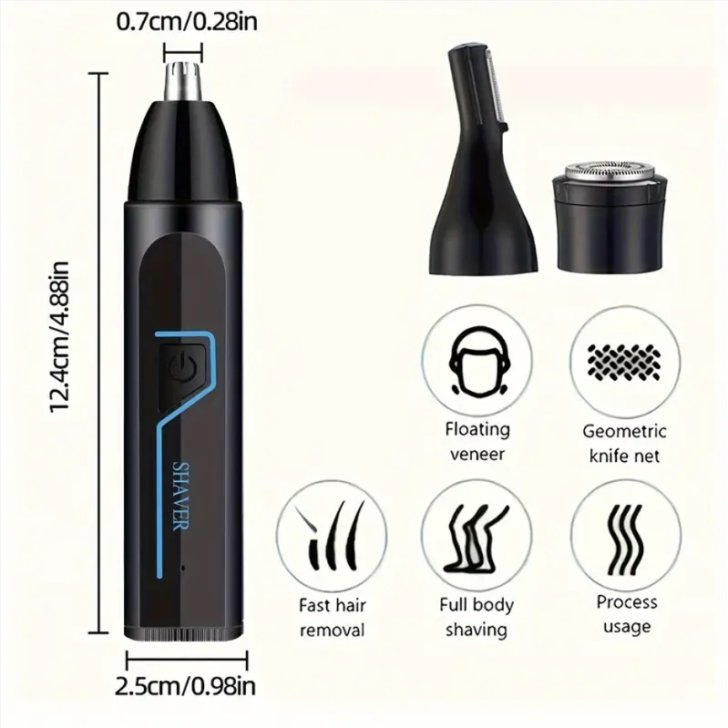 💥Trimmer 3 in 1 Professionale💥 Taglio Perfetto per Naso, Sopracciglia e Rasatura - Multifunzionale, Elegante e Facile da Usare! ✨🔥