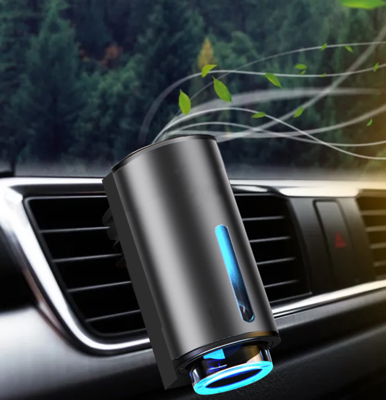 Diffusore Aromi Smart per Auto | Nebulizzatore Automatico a Nebbia Fredda | Design in Alluminio | Luce LED ambientale blu | 3 aromi inclusi - XX01