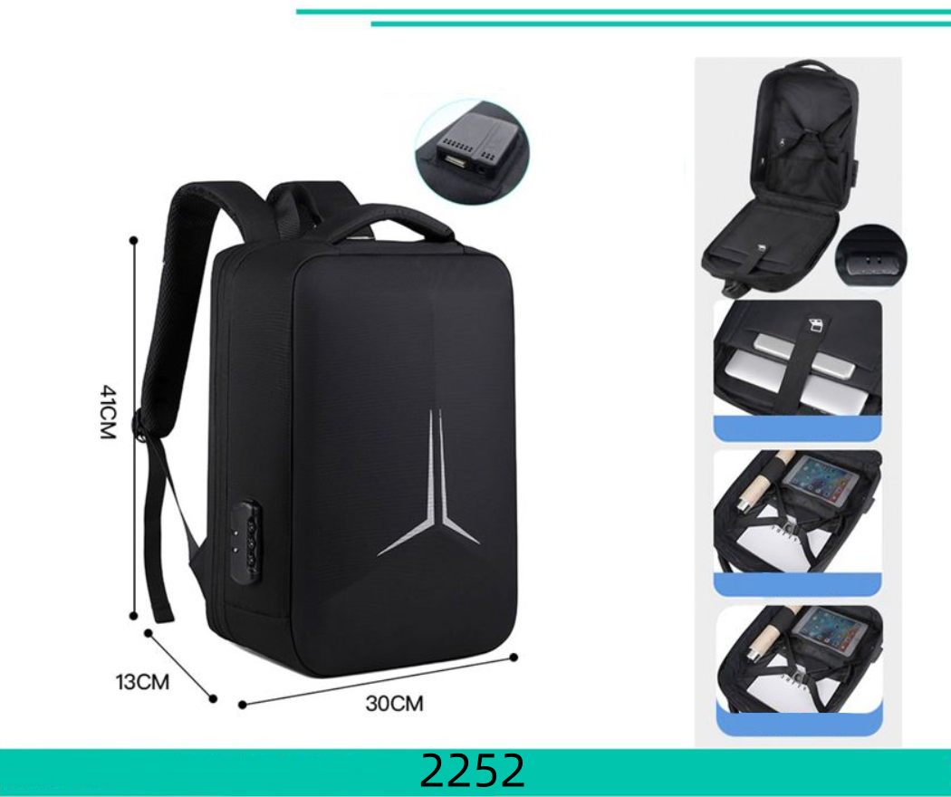 Zaino Multifunzione 2252 - Antifurto Impermeabile Design Moderno con Scocca Rigida e Accesso Comodo per Uso Urbano Scuola Lavoro e Viaggio