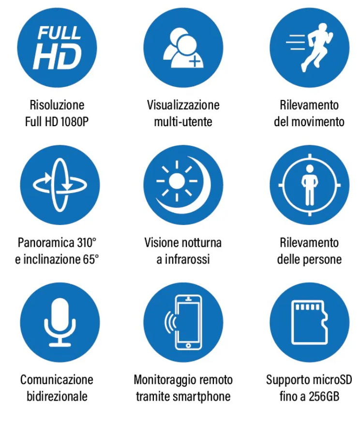 Telecamera Smart Wi-Fi Interno | Full HD 1080P | Visione Notturna | Audio Bidirezionale - LS-IPC10