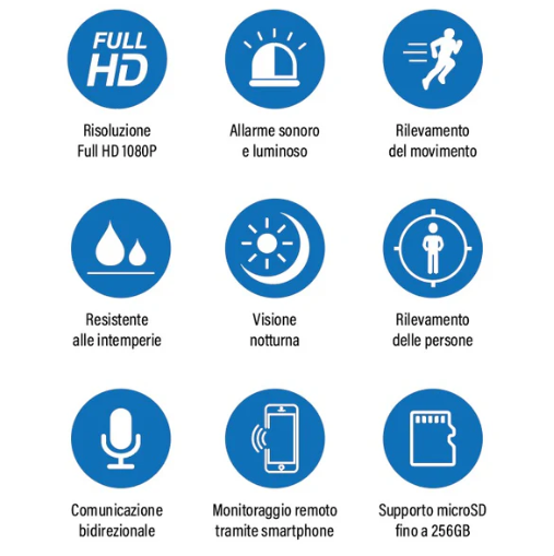 Telecamera Smart Wi-Fi da Esterno | Full HD 1080P | IP66 | Allarme Luminoso e Sonoro Descrizione - LS-IPC20