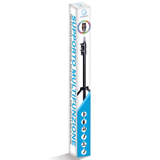 Treppiede Multifunzionale Fotografico in Alluminio alto 2.1 metri – Cavalletto Regolabile e Pieghevole per Luci, Softbox e Accessori - LS-TRP01