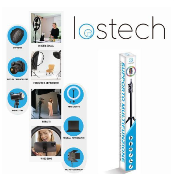 Treppiede Multifunzionale Fotografico in Alluminio alto 2.1 metri – Cavalletto Regolabile e Pieghevole per Luci, Softbox e Accessori - LS-TRP01