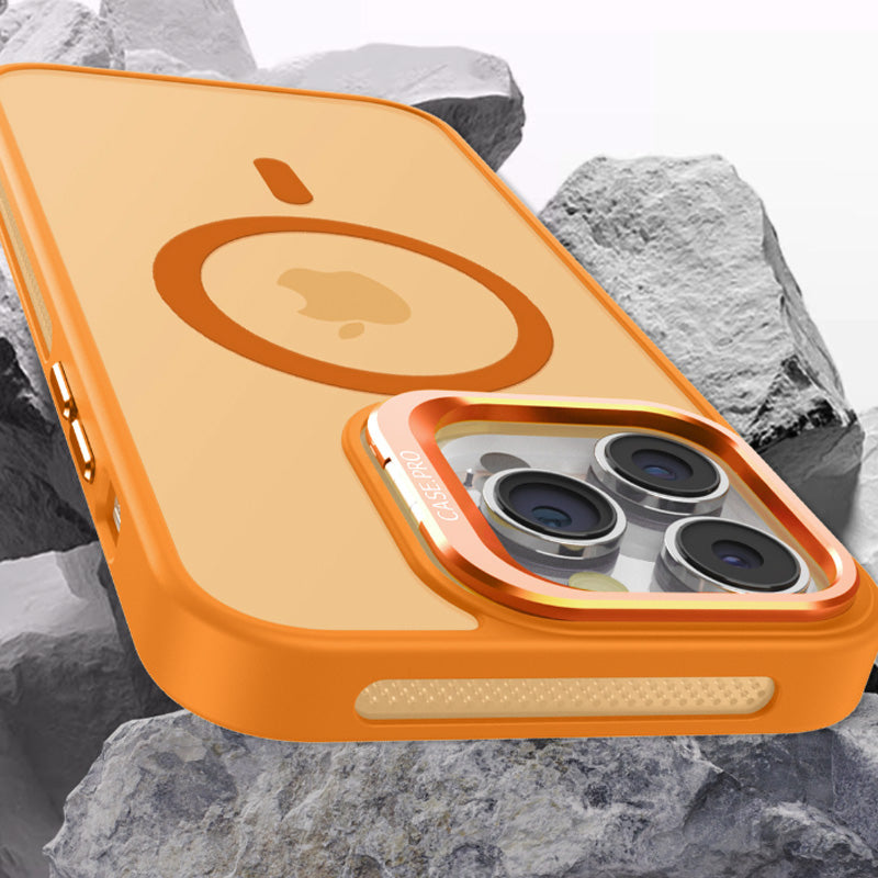 Cover iPhone con Supporto Fotocamera Integrato – Trasparente Fumé, Compatibile MagSafe, Mod. 7011