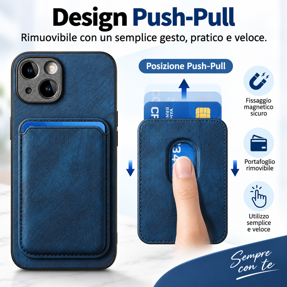 Cover Magnetica con Portafoglio Porta Carte Rimovibile – Design Elegante, Protezione e Praticità - CS14