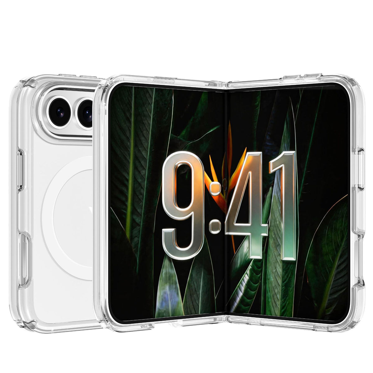 Custodia Trasparente Magnetica per SmartphonePieghevole, Magneti N52, Bordi Rialzati ProtezioneSchermo e Fotocamera, Compatibile con AccessoriMagnetici - DUO01