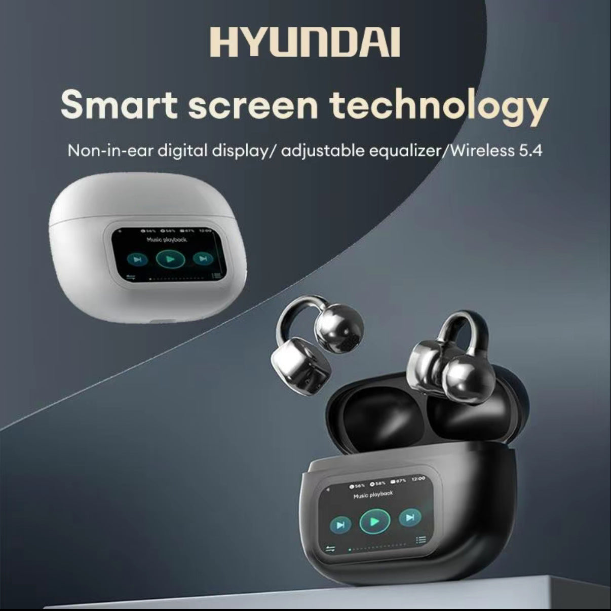Auricolari HYUNDAI HY-C02 con Traduzione AI | Clip ad Orecchio, Schermo a Colori & Tecnologia a Conduzione Ossea G08