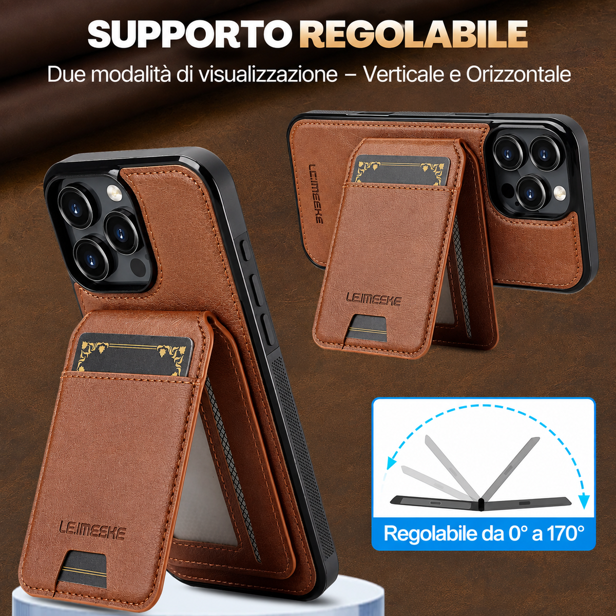 Cover Magnetica con Portafoglio Rimovibile 2 in 1 – Supporto Regolabile e Porta Carte CS15