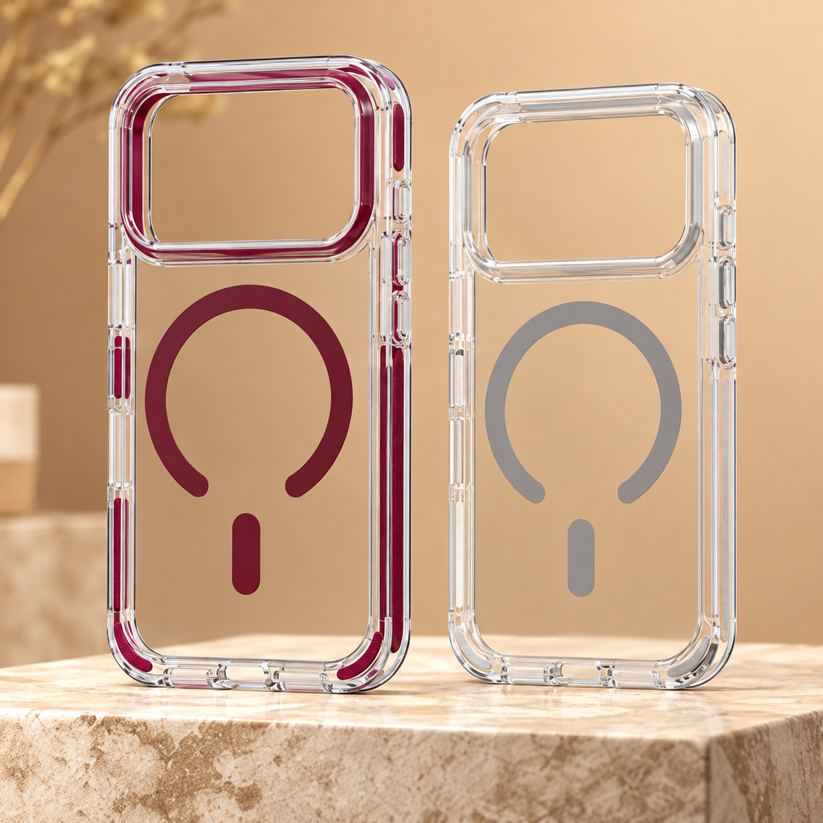 Cover Trasparente Magnetica 2 in 1 , Custodia Antiurto con Bordi Antiscivolo, Compatibile con MagSafe-CS16