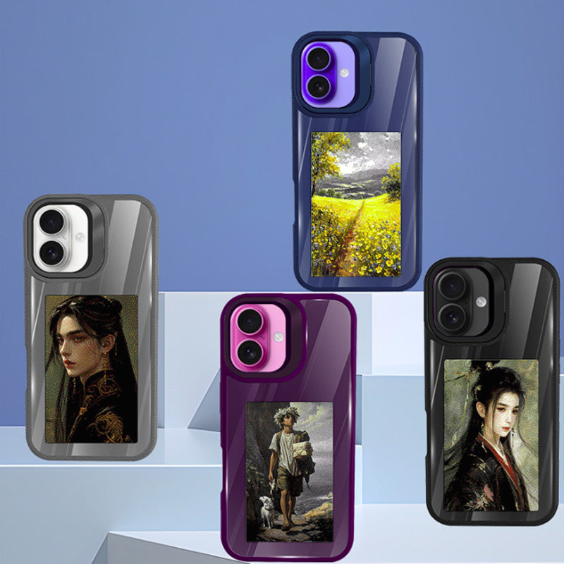 Cover DIY Smart NCF in effetto pelle con proiezione sullo schermo posteriore a inchiostro HD per le foto - visualizza istantaneamente - con supporto per fotocamera - CS06