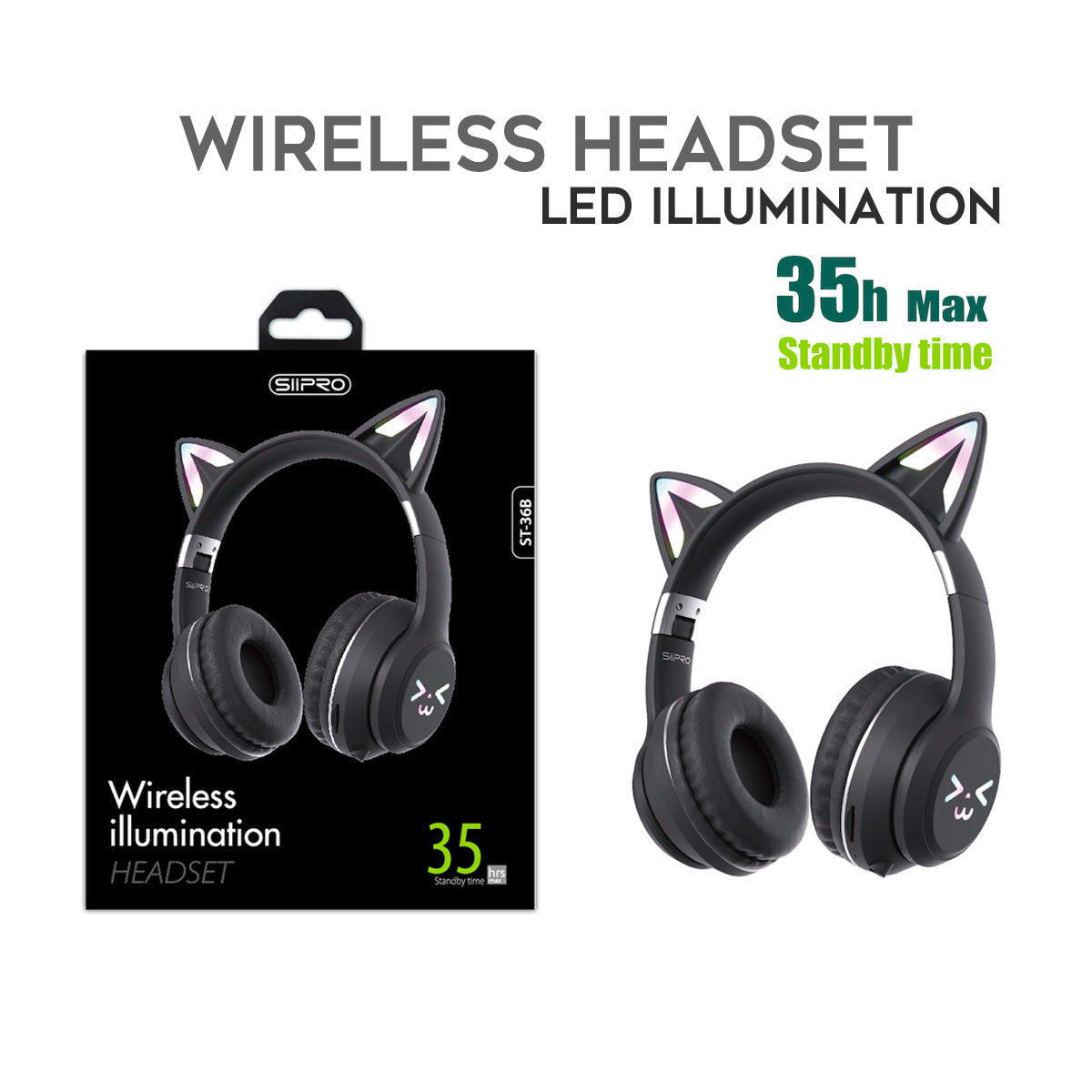 Cuffie wireless con illuminazione LED stile Hello Kitty