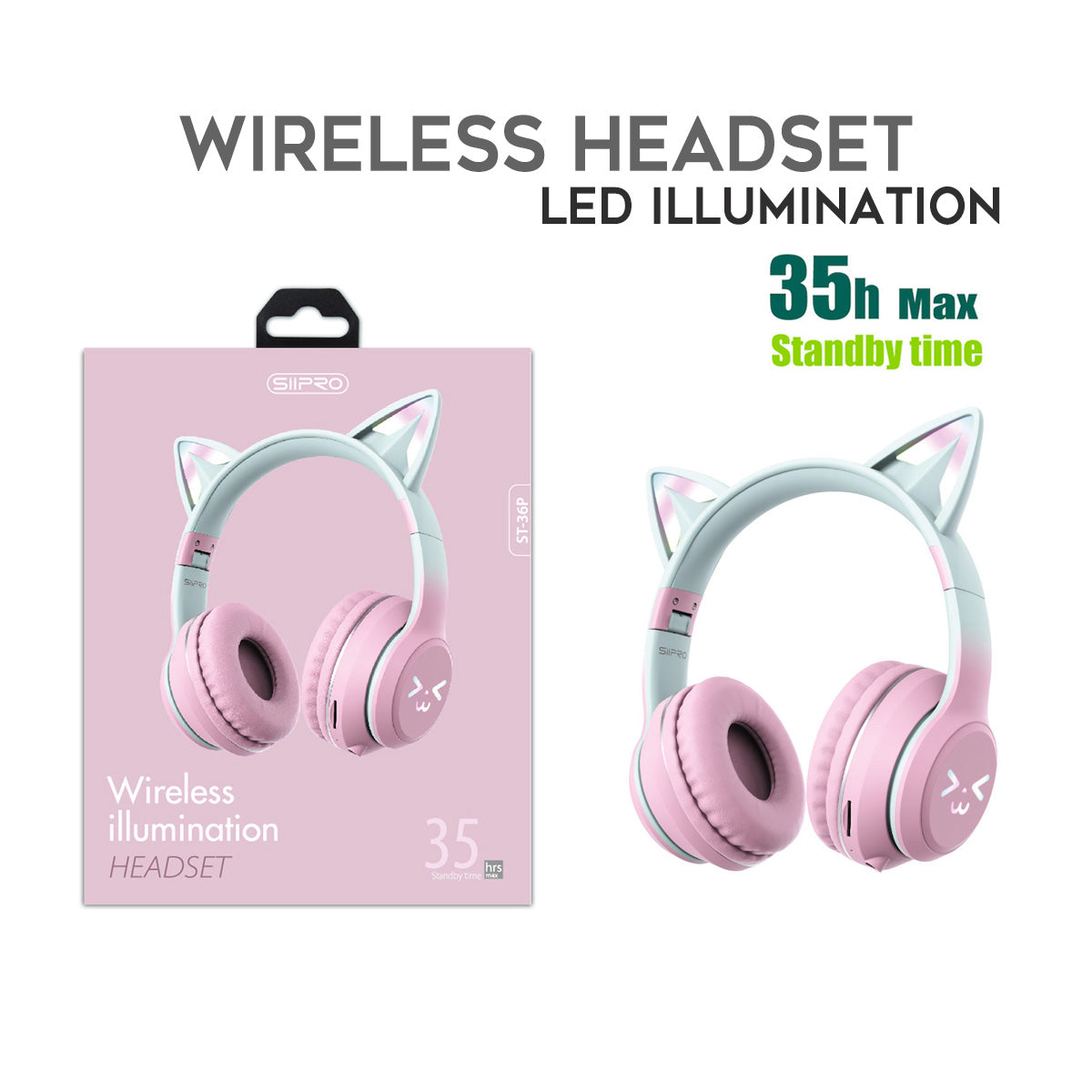 Cuffie wireless con illuminazione LED stile Hello Kitty