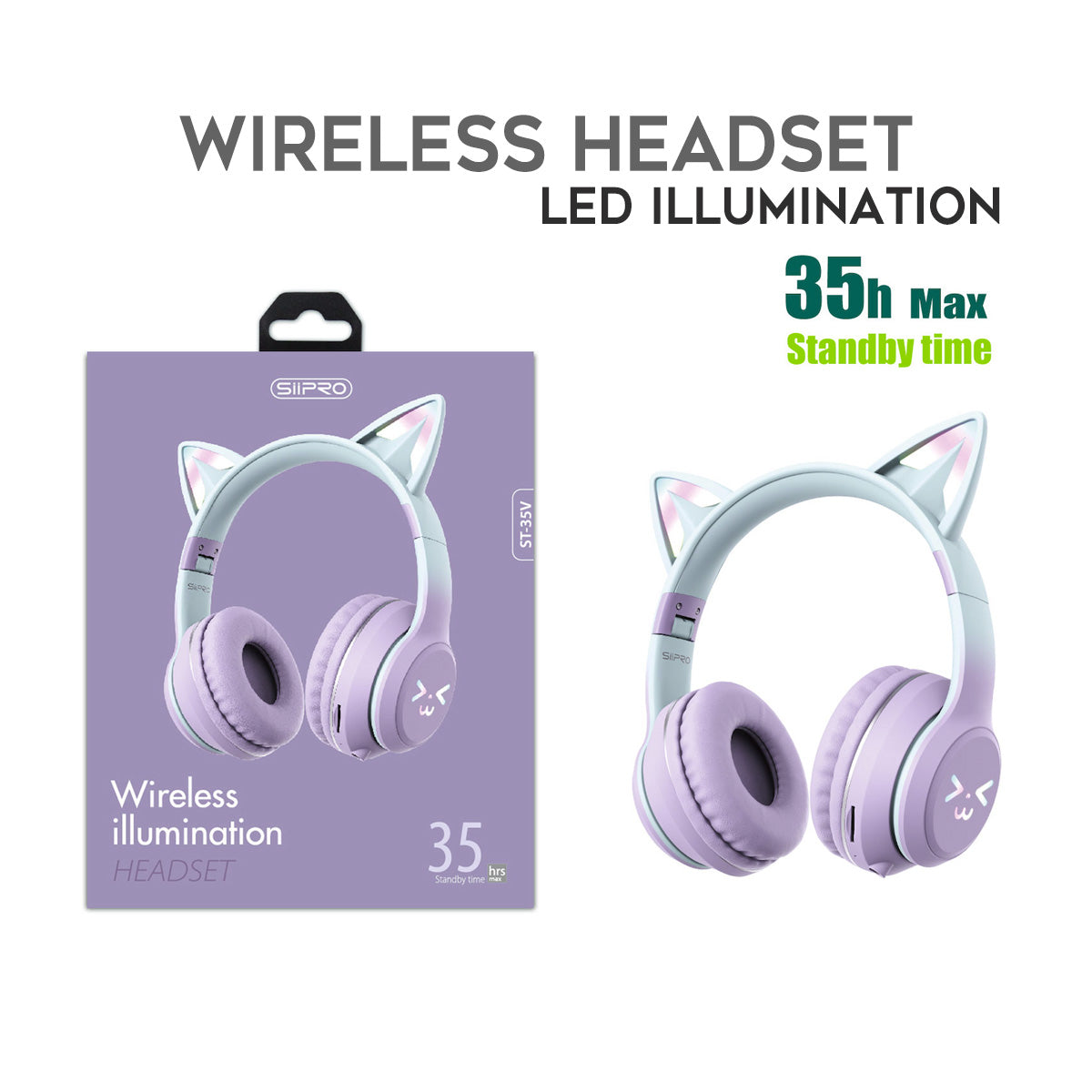 Cuffie wireless con illuminazione LED stile Hello Kitty