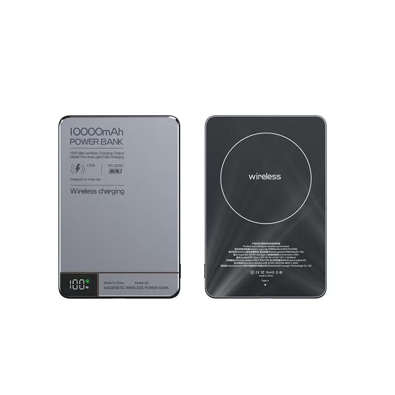 Power Bank Magnetico|Anti-surriscaldamento・Display LED|Design sottile e leggero|5000/10000mAh| Compatibile iPhone e Android – Q1/Q2