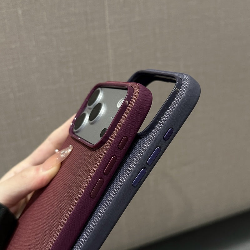 Cover Magnetica per iPhone, Protettiva Antiurto con Finitura Testurizzata e Bordi Rialzati-CS19