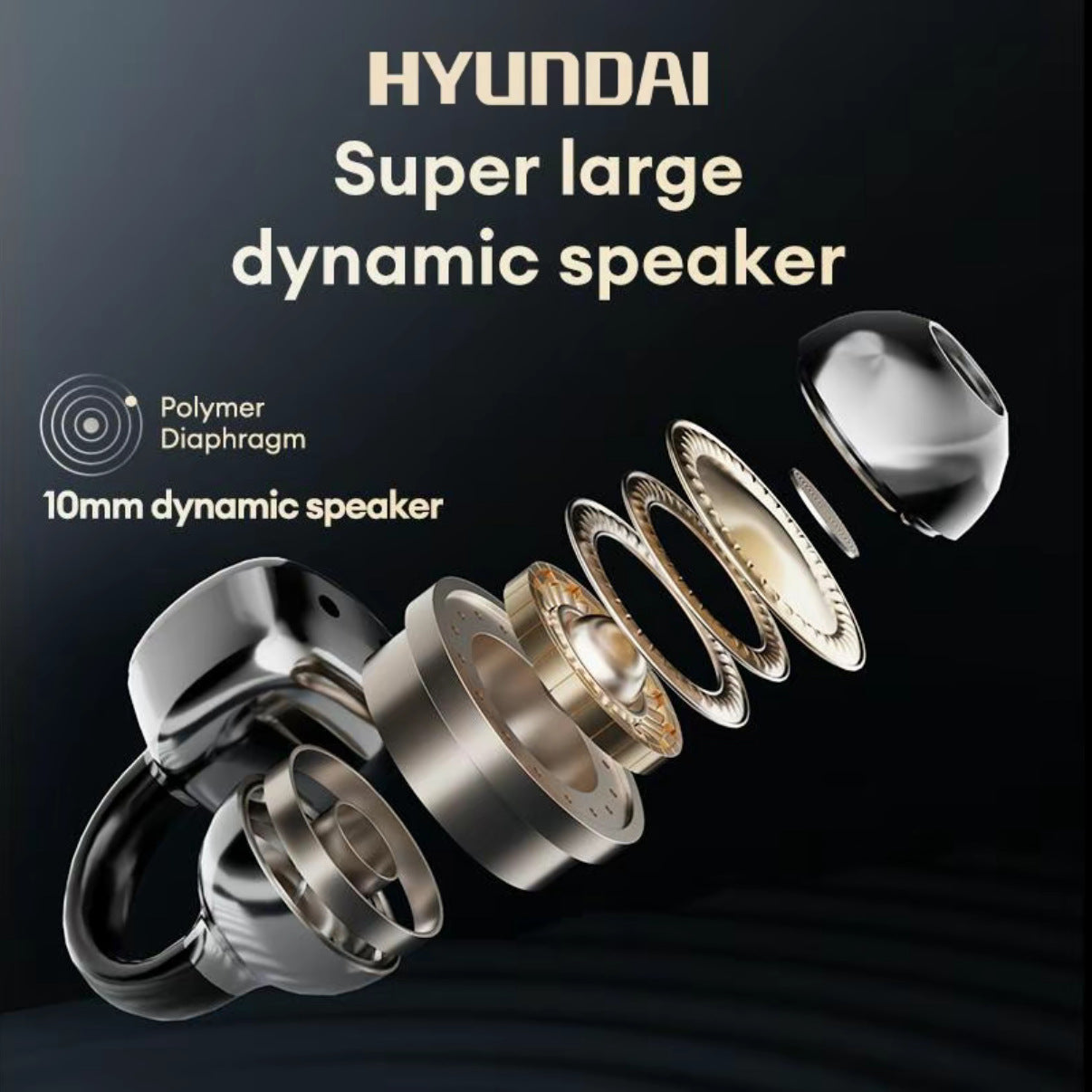 Auricolari HYUNDAI HY-C02 con Traduzione AI | Clip ad Orecchio, Schermo a Colori & Tecnologia a Conduzione Ossea G08