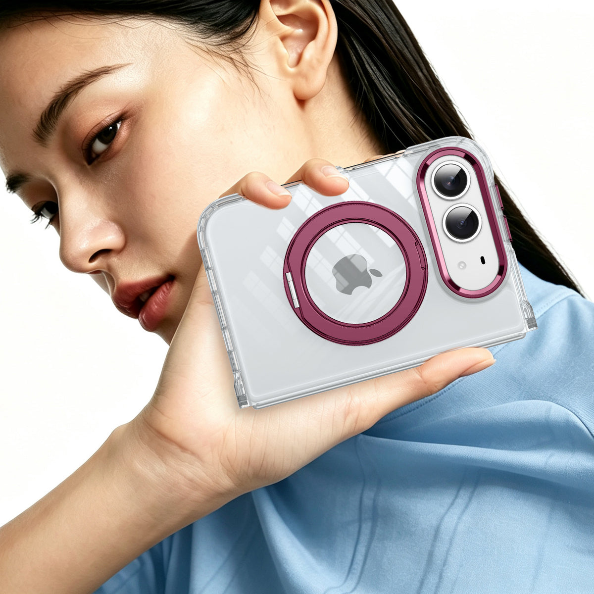 Cover Trasparente Magnetica per iPhone Duo con Supporto ad Anello 360° – Antiurto - DUO03