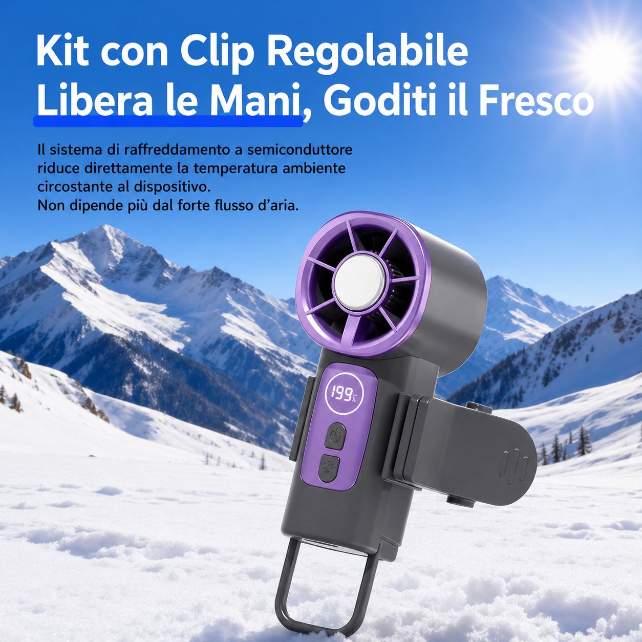 Ventilatore Mini Portatile con Raffreddamento a Semiconduttore | 199 Livelli di Velocità | Tecnologia TEC Effetto Ghiaccio | Motore da 11.000 giri/min | Display LED | Clip Regolabile | Ricarica USB | Ideale per Viaggi e Ufficio-Y51