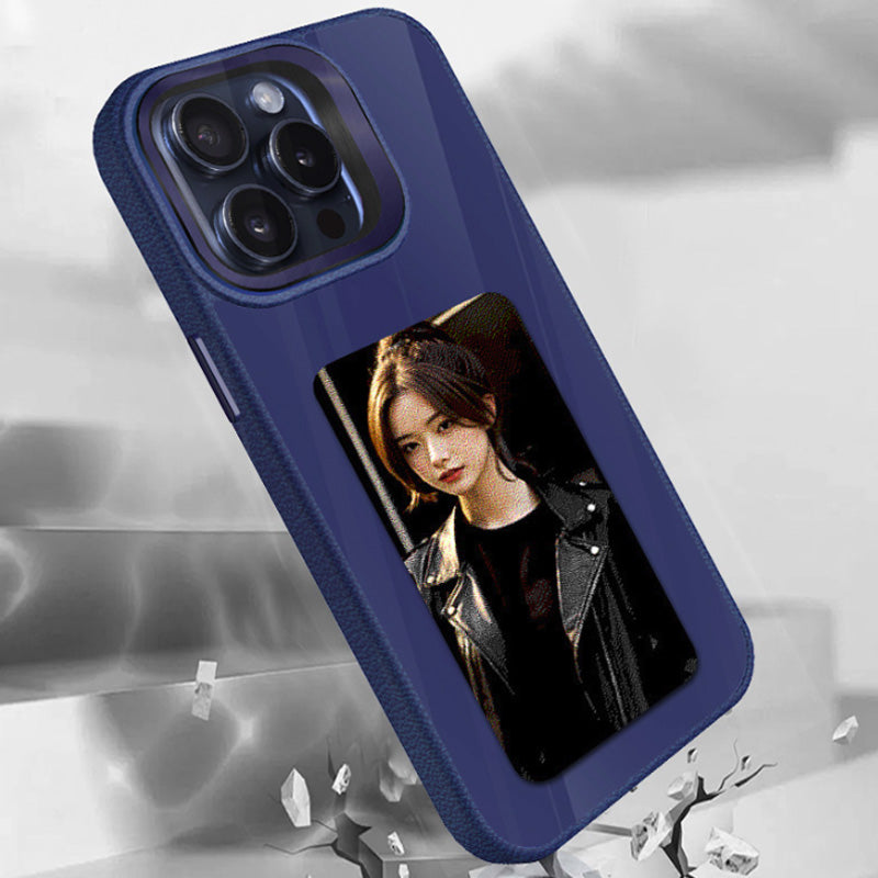 Cover DIY Smart NCF in effetto pelle con proiezione sullo schermo posteriore a inchiostro HD per le foto - visualizza istantaneamente - con supporto per fotocamera - CS06