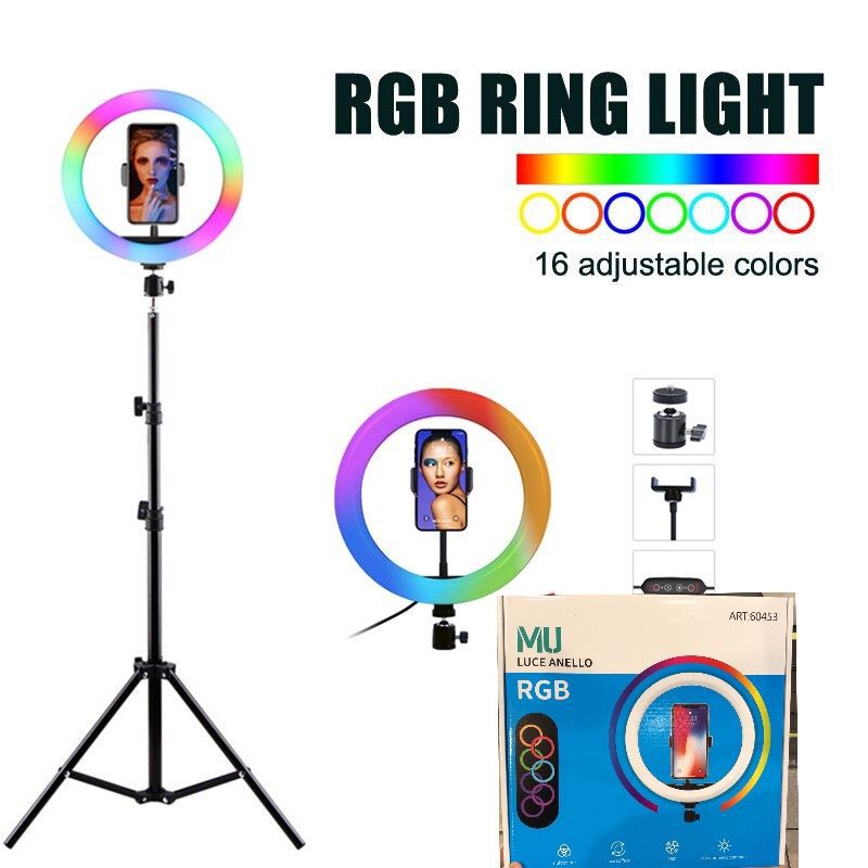 Ring Light RGB da 12 pollici con 15 modalità di illuminazione | rotazione a 360° – Luce Professionale per Video & Selfie - MU-60453