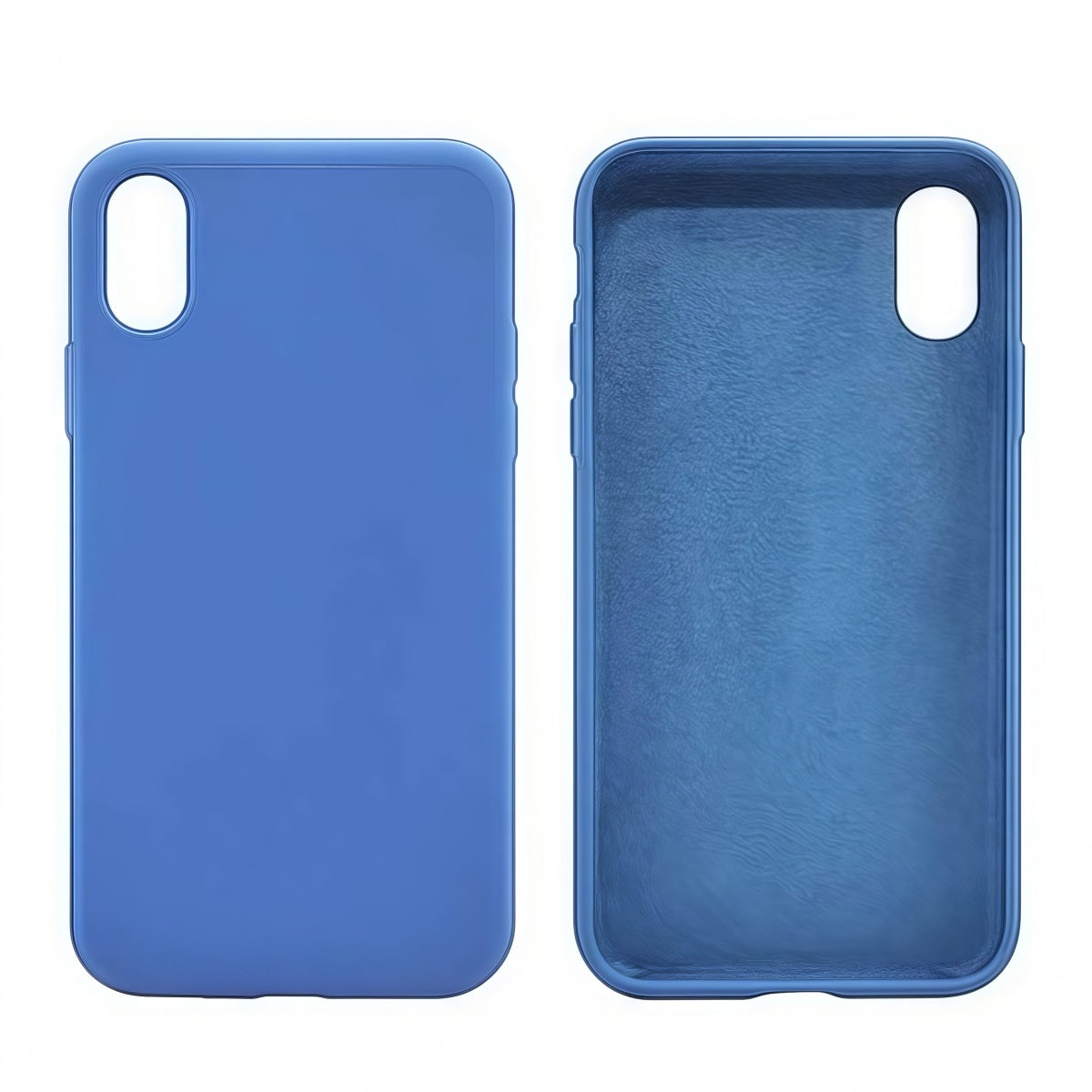 Cover per iPhone in silicone premium vellutato effetto pelle -Blu lago/Lackblue- 6006