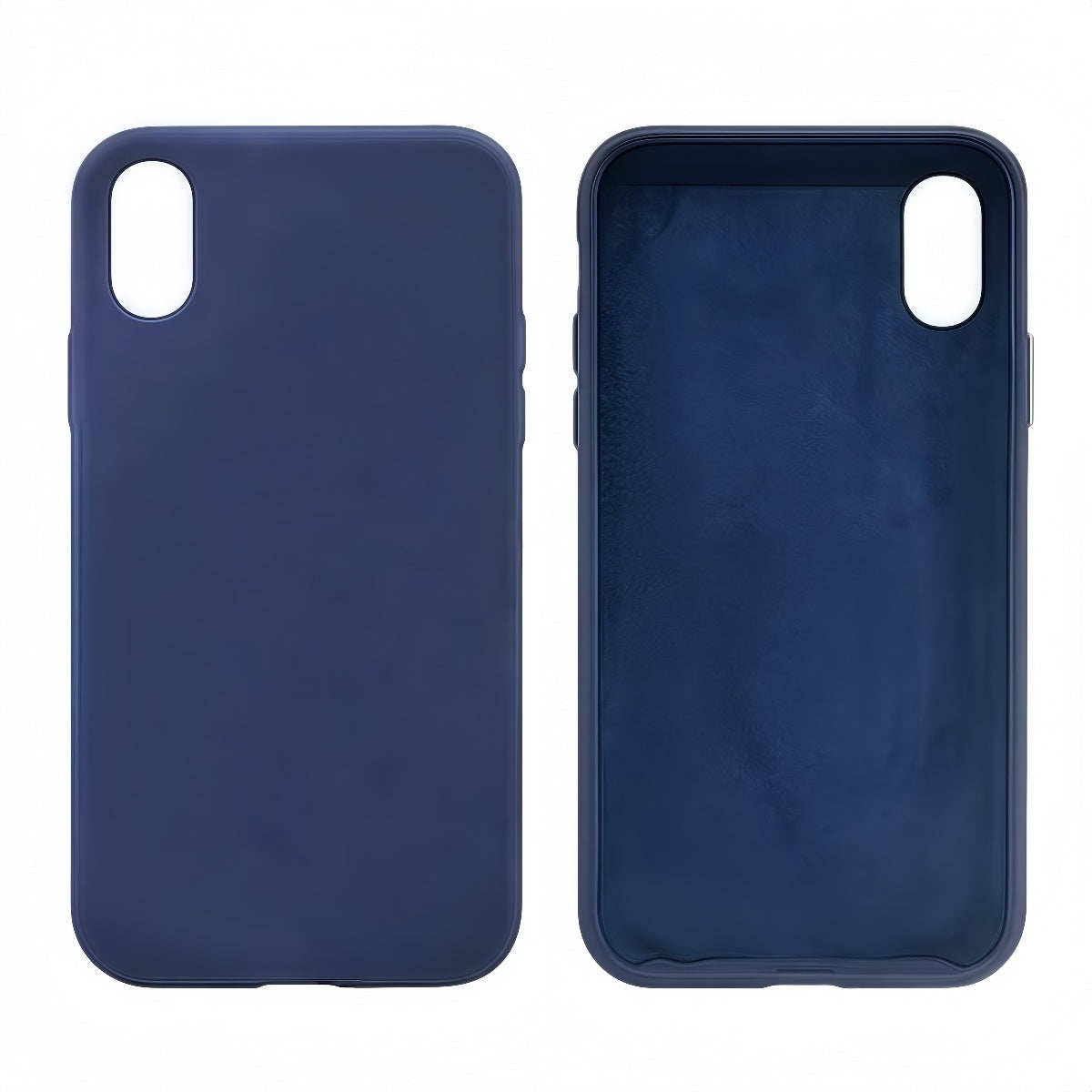 Cover per iPhone in silicone premium vellutato effetto pelle -Blu Mezzanotte/Midnightblue- 6006