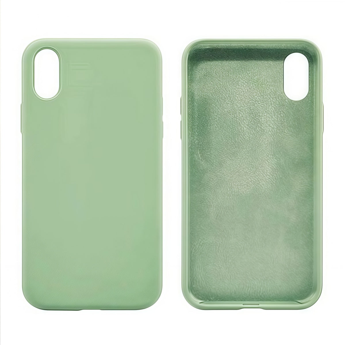 Cover per iPhone in silicone premium vellutato effetto pelle -Menta/Mint - 6006
