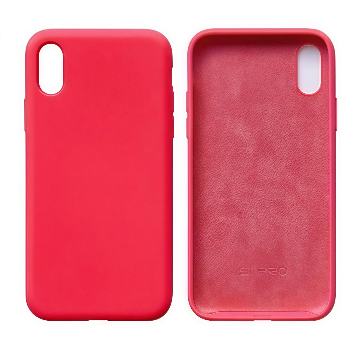Cover per iPhone in silicone premium vellutato effetto pelle-Rosso Intenso/red- 6006