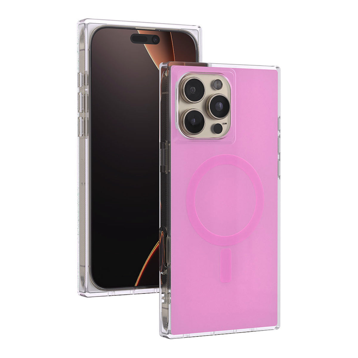 Cover per iPhone con angoli squadrati, compatibile con MagSafe, disponibile in nero e in altri colori - 6037